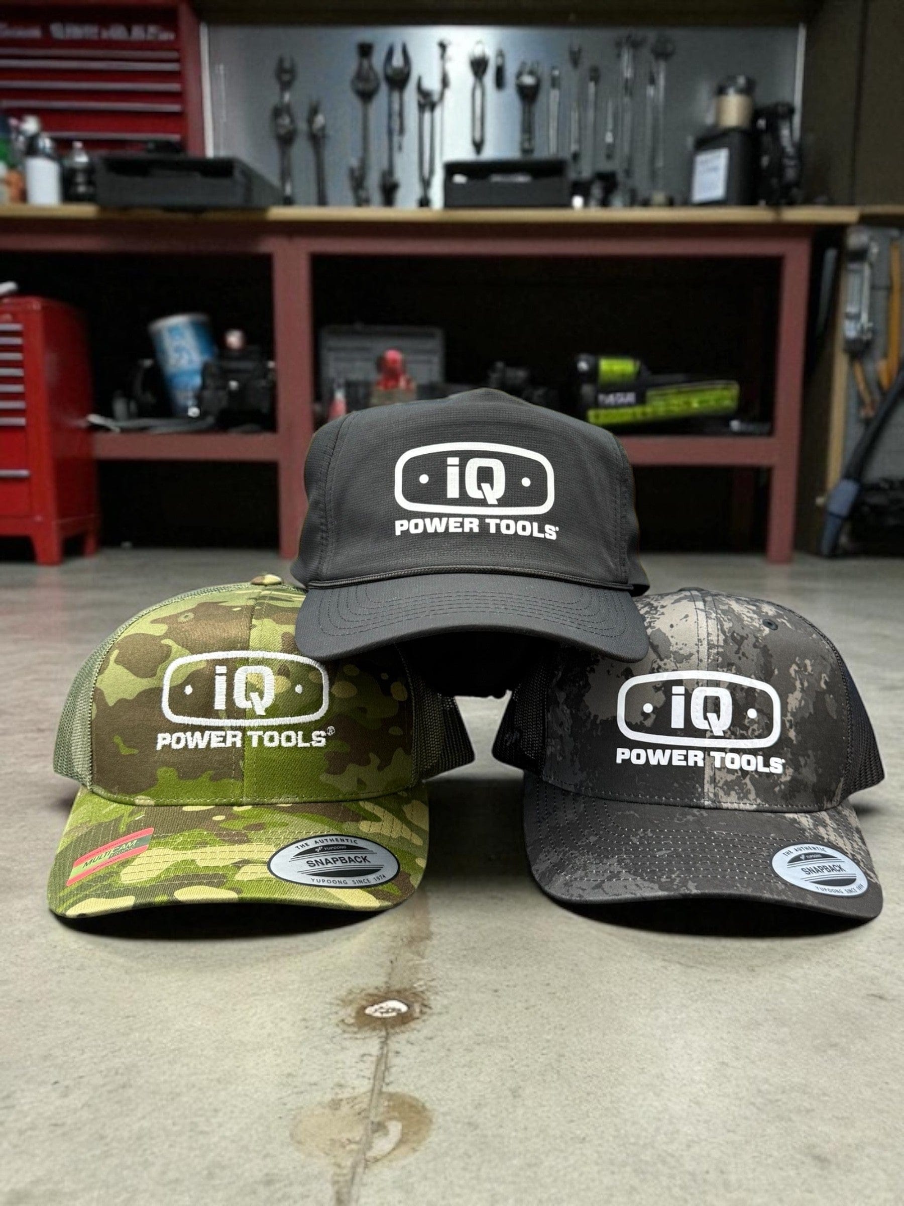 iQ Power Tools Black Performance Logo Hat – Lightweight, Adjustable Fit - iqpowertools
