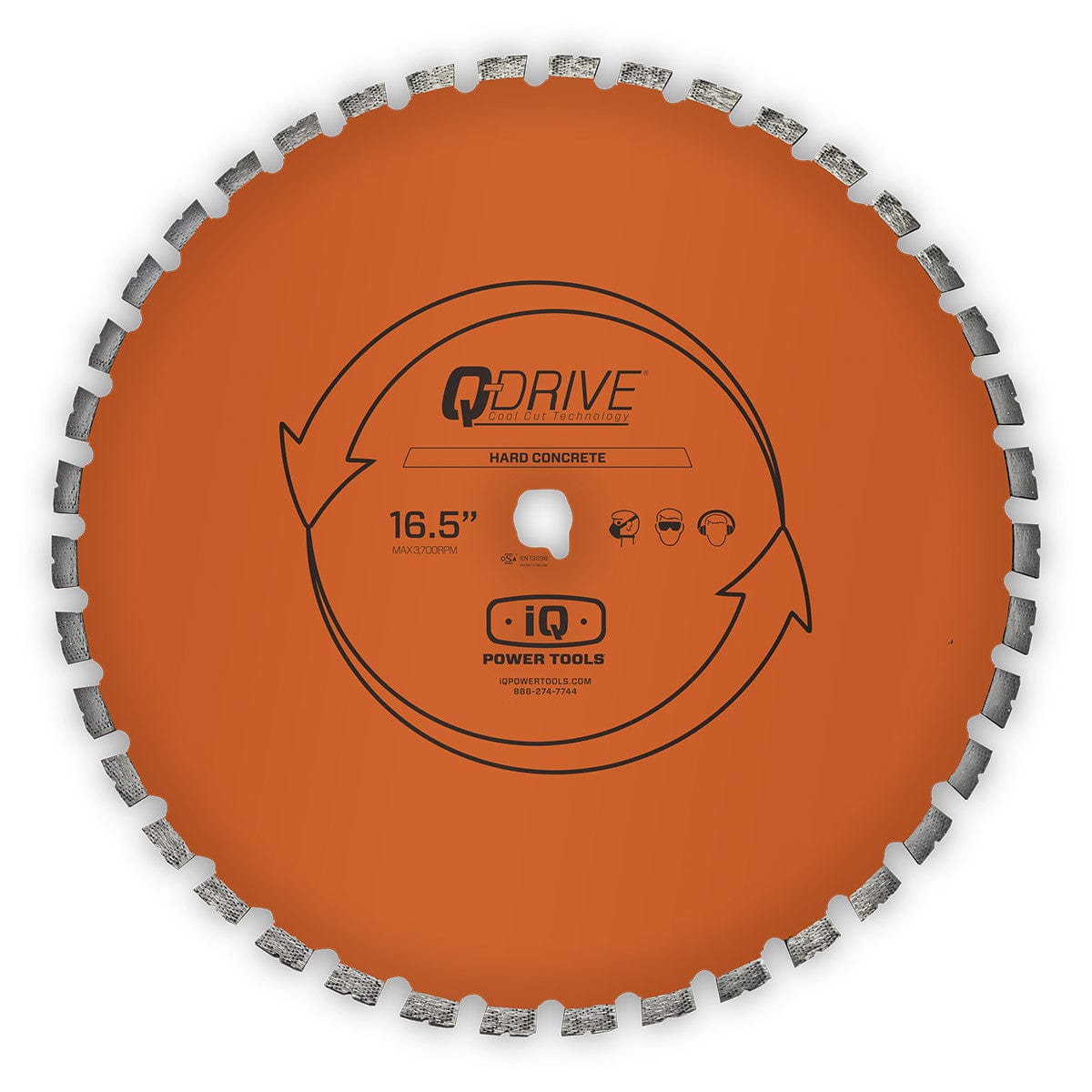 16.5" Q-Drive Arrayed Segmented Hard Concrete Orange Blade Silent Core - iqpowertools