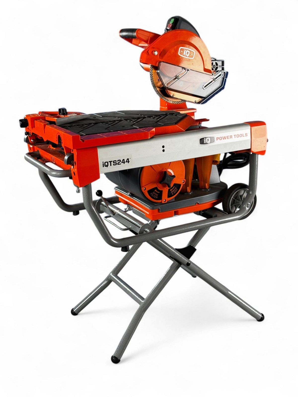 iQTS244 cutting tile on a finished jobsite