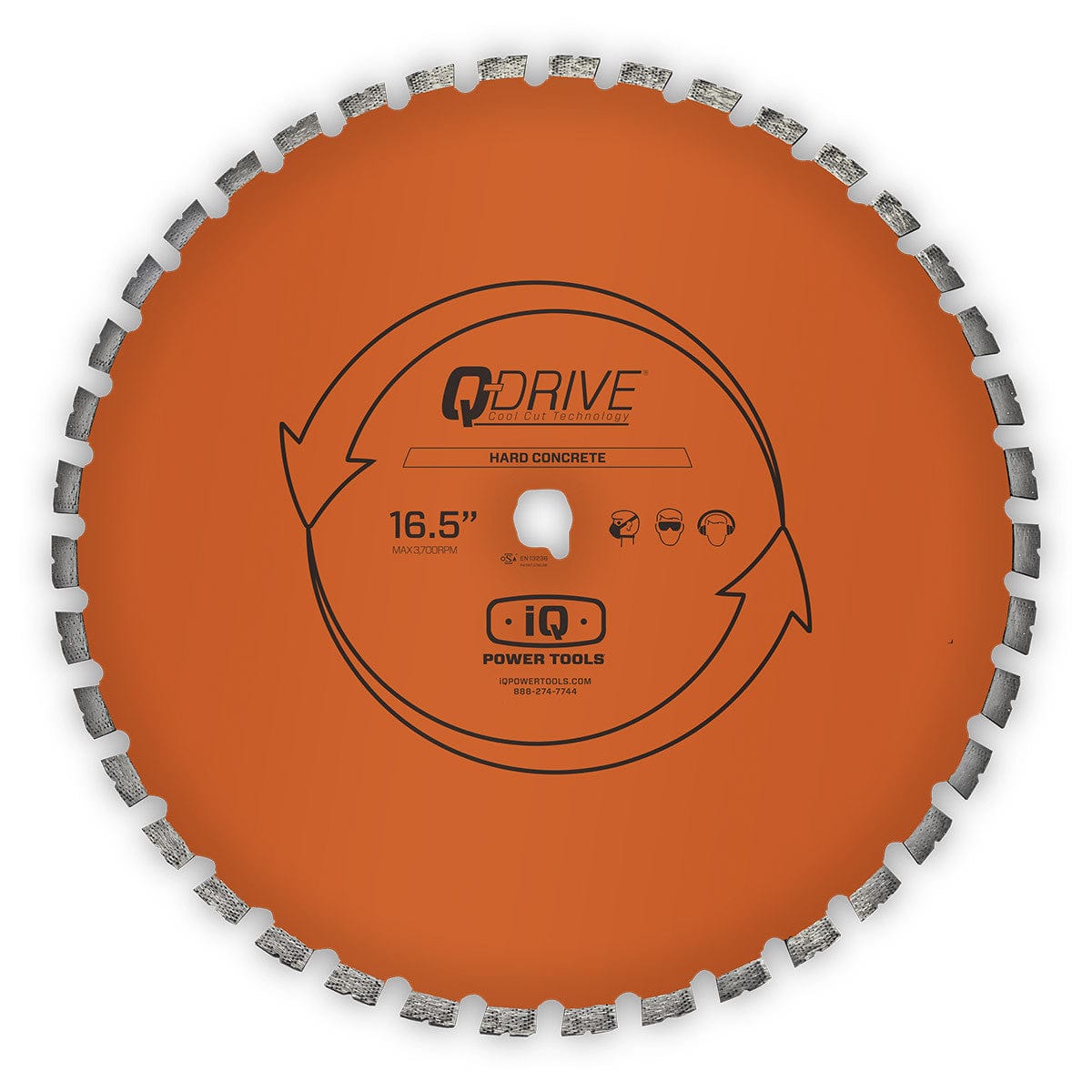 16.5" Q-Drive Arrayed Segmented Hard Concrete Orange Blade Silent Core